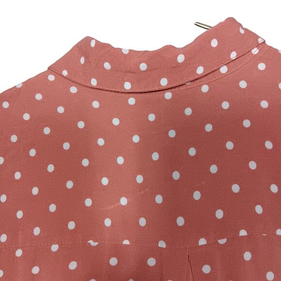Fourteenth Place Button Down Shirt Size Medium Polka Dot Salmon Collared - Picture 7 of 7
